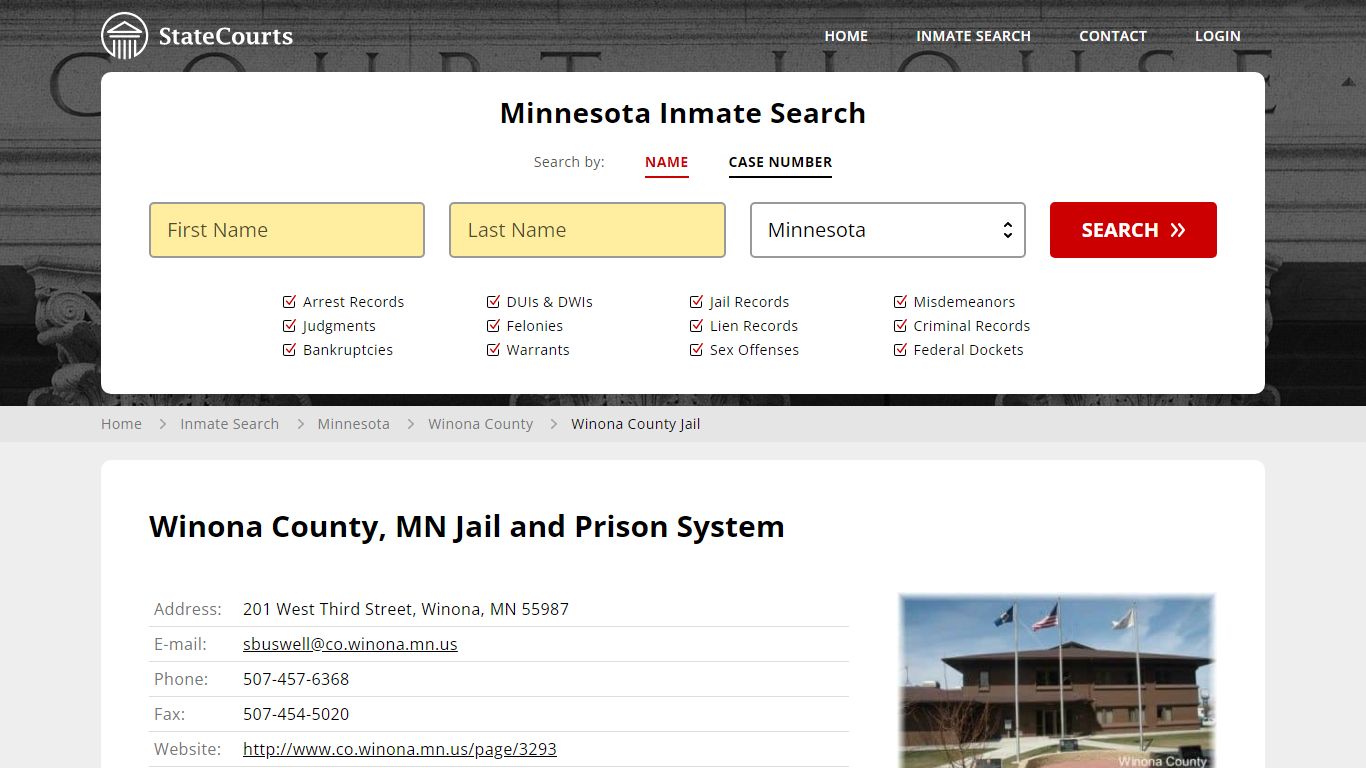 Winona County Jail Inmate Records Search, Minnesota - StateCourts